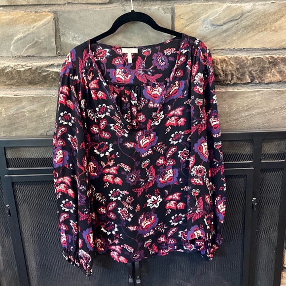 Joie Tops - Joie Silk Floral Print Women's Top - Black and Pink